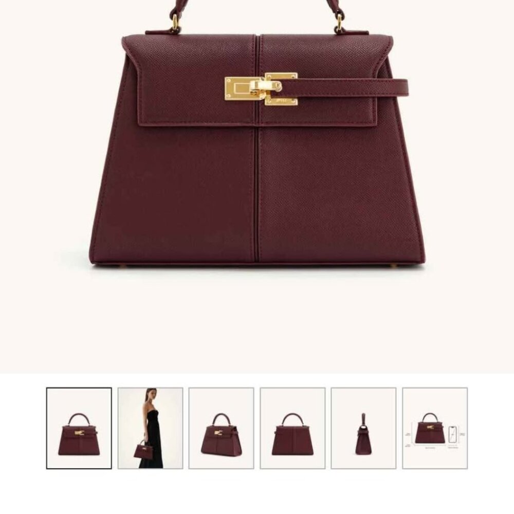 JW PEI Burgundy Structured Top-Handle Crossbody Bag